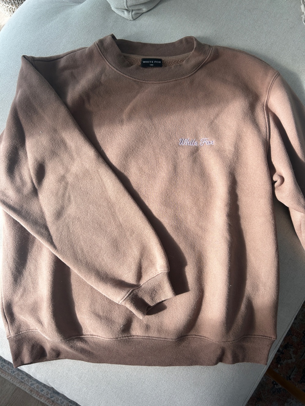 White Fox Crewneck Sweater in Dusty Brown